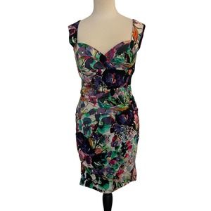 Artelier Nicole Miller Multicolor Ruched Dress Size 8